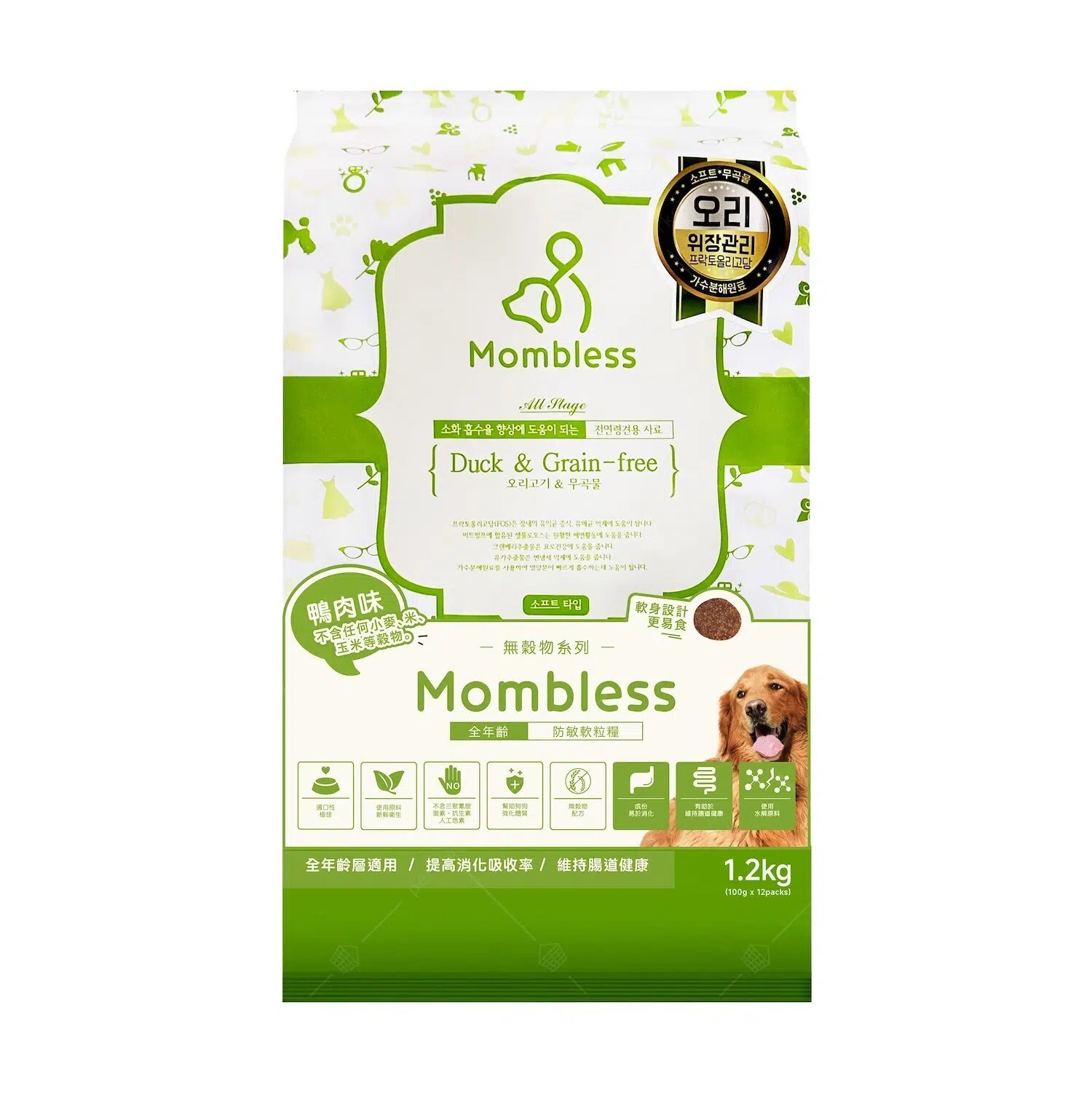 Mombless 媽寶 – 無穀物軟粒狗糧 1.2KG