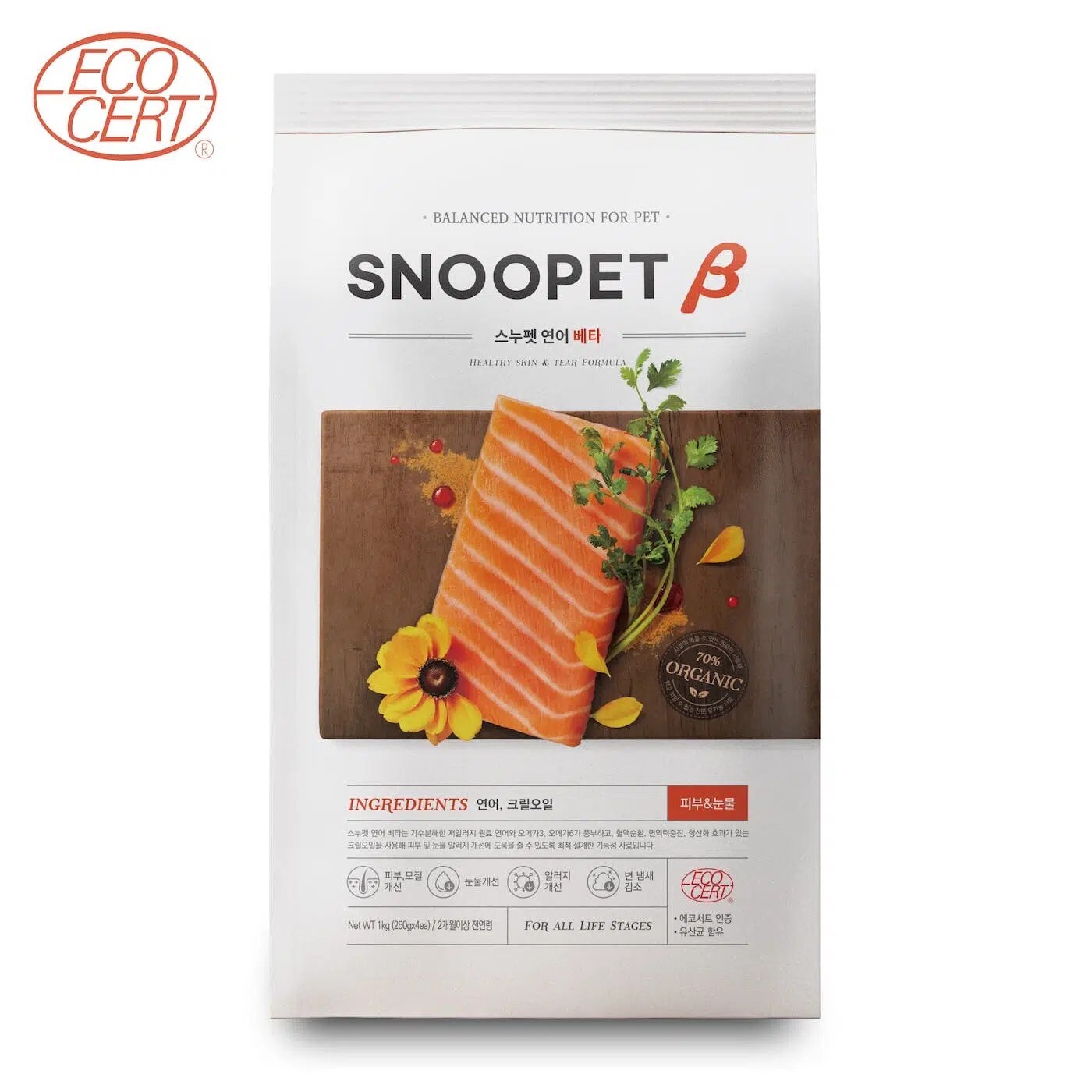 SNOOPET α – 鮮三文魚、磷蝦油、蔬菜 有機全犬配方 (淚痕及皮膚護理)