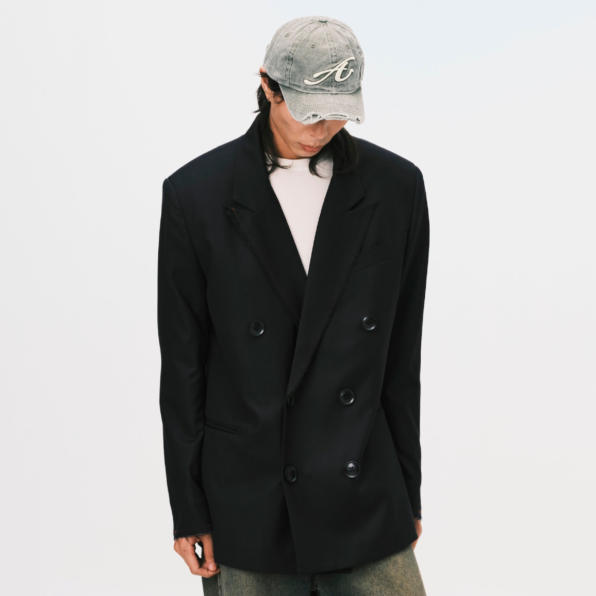 ANOWHEREMAN Double Breasted Suit Jacket