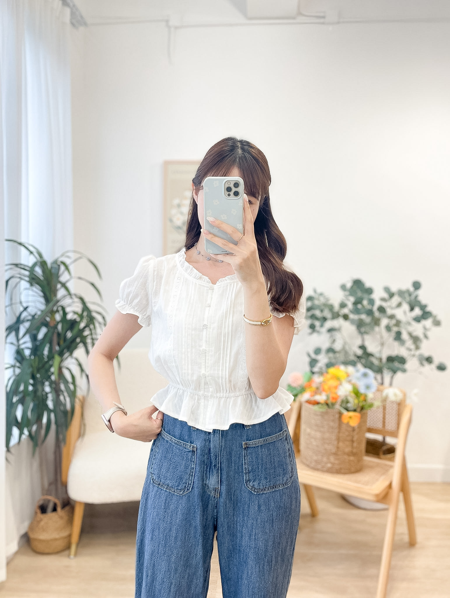 T1547 Colette Ruffles Linen Blouse