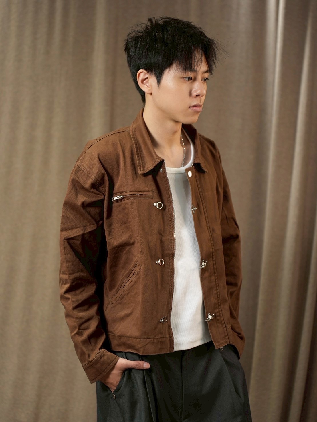 消防扣 工裝 雙口袋 雙拉鍊 #牛仔外套