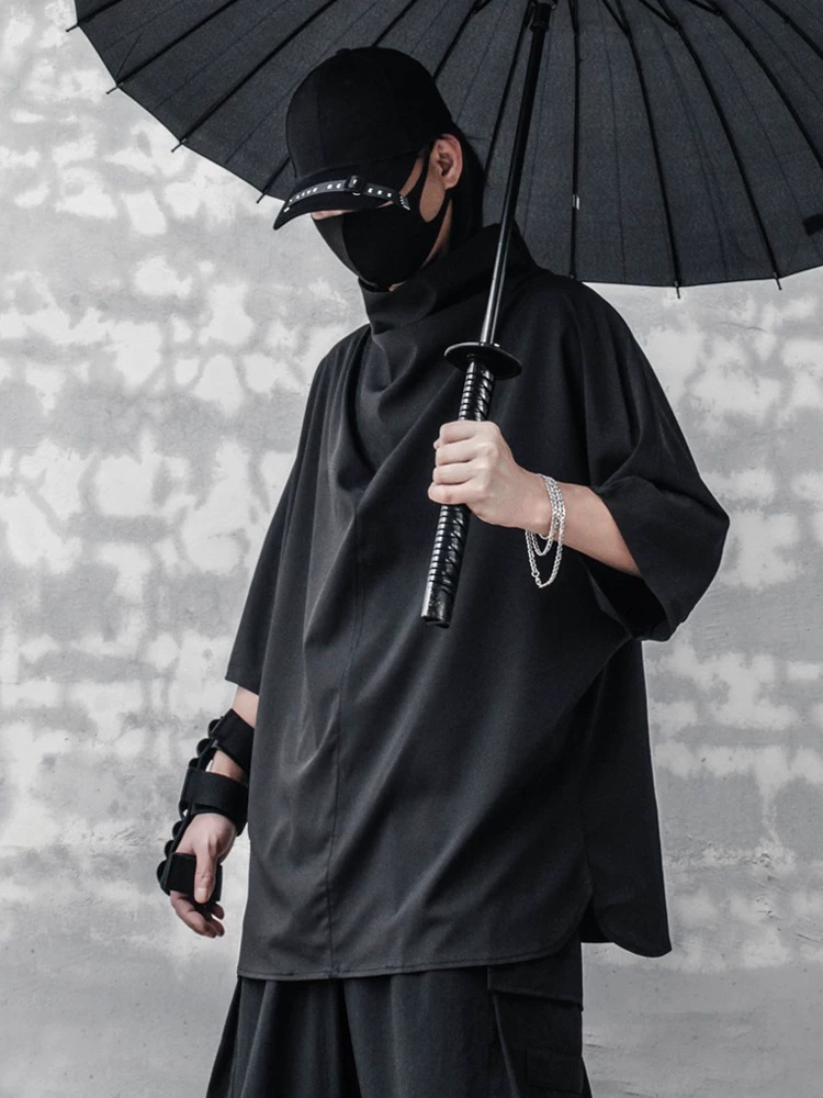 𝙏𝙀𝘾𝙃𝙒𝙀𝘼𝙍 暗黑立裁高領蝙蝠袖上衣