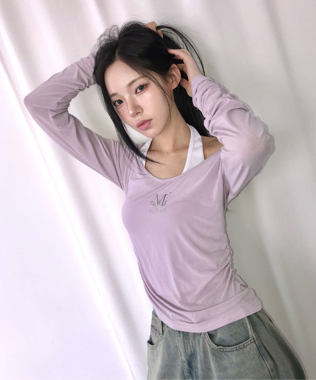#預購 🇰🇷韓國26春夏 MUCENT 單肩不對稱抓皺長袖 M34