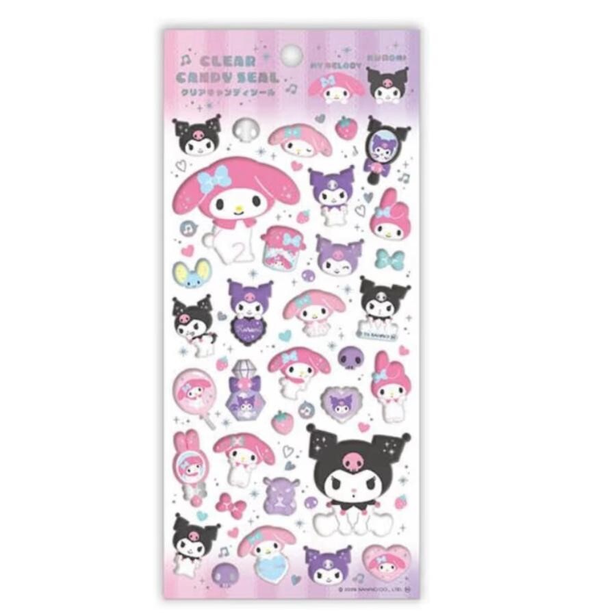 Sanrio 透明果凍 貼紙 Kuromi Melody #B3