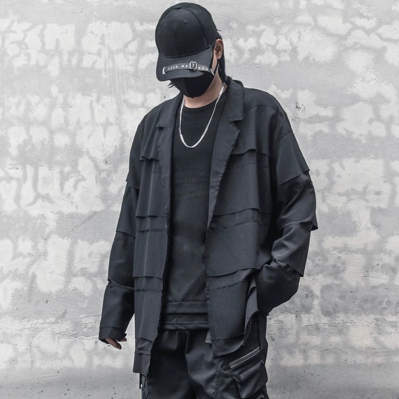 𝙏𝙀𝘾𝙃𝙒𝙀𝘼𝙍 拼接暗黑開襟西裝外套