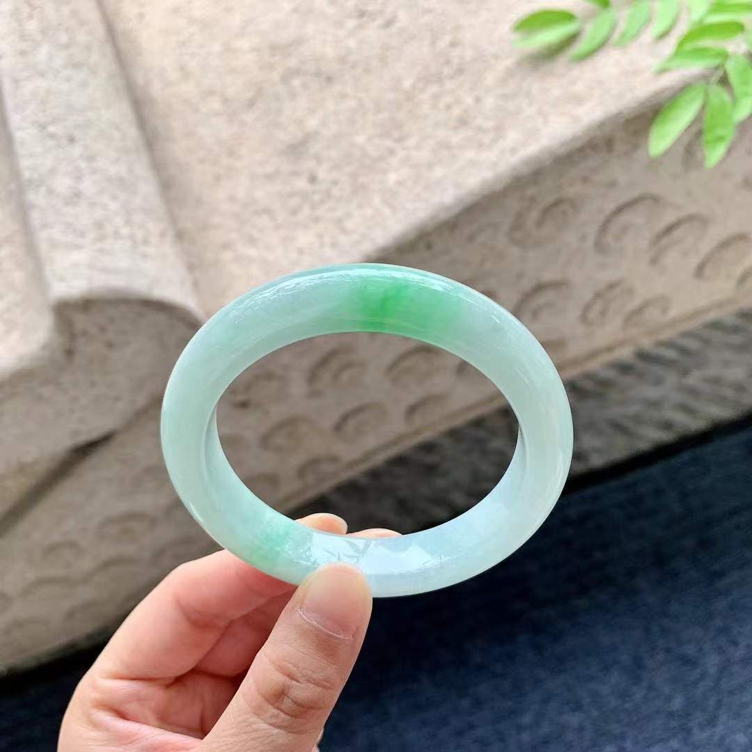 飄綠翡翠手鐲,天然翡翠A玉, 緬甸玉, Jade, Jadeite