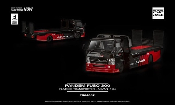 預訂 Pre Order - POPRACE PANDEM FUSO 300 FLATBED TRANSPORTER - ADVAN     PR640511