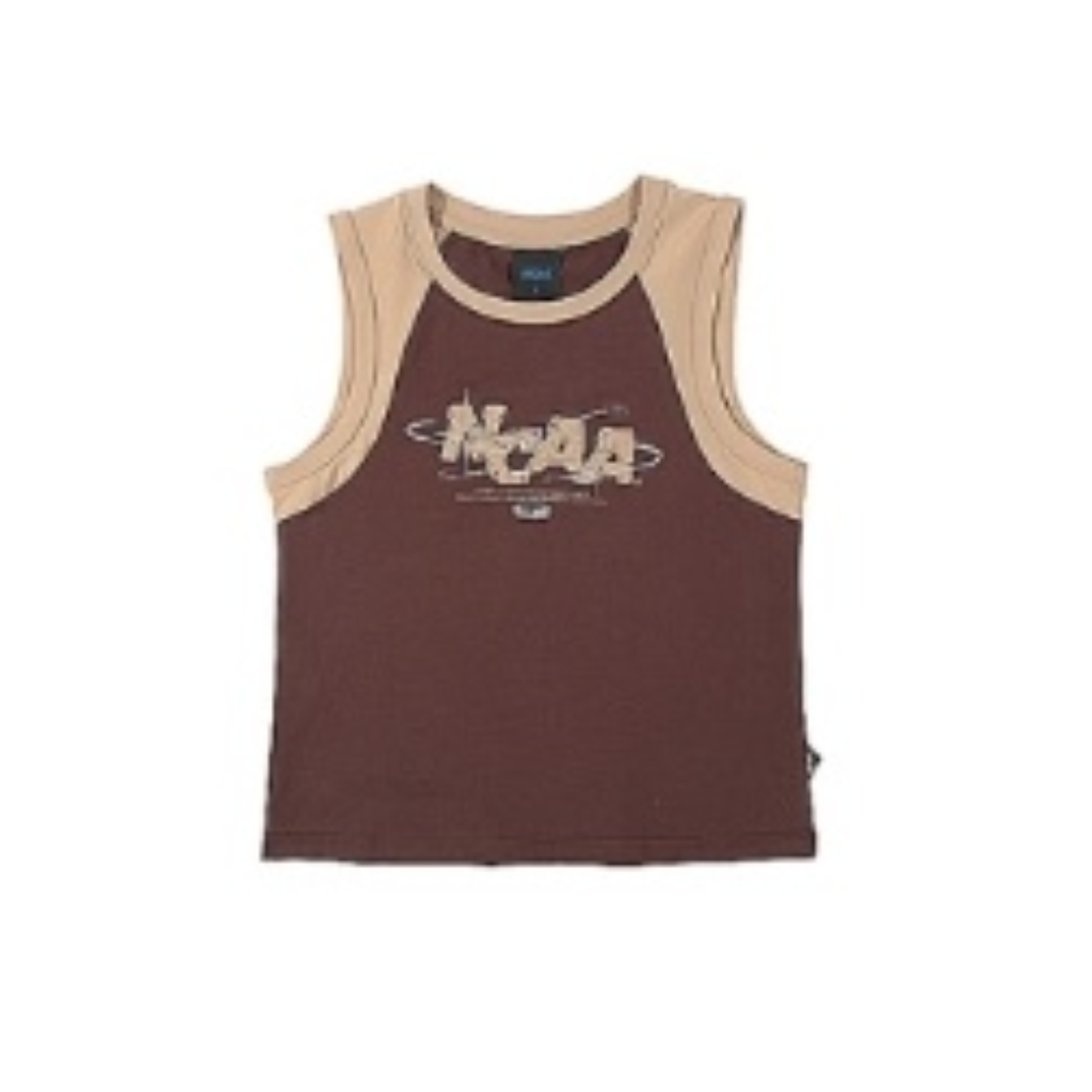 HKCG0511-027 NCAA Y2K style 拼色背心(75221480) COFFEE (A27S-XL)