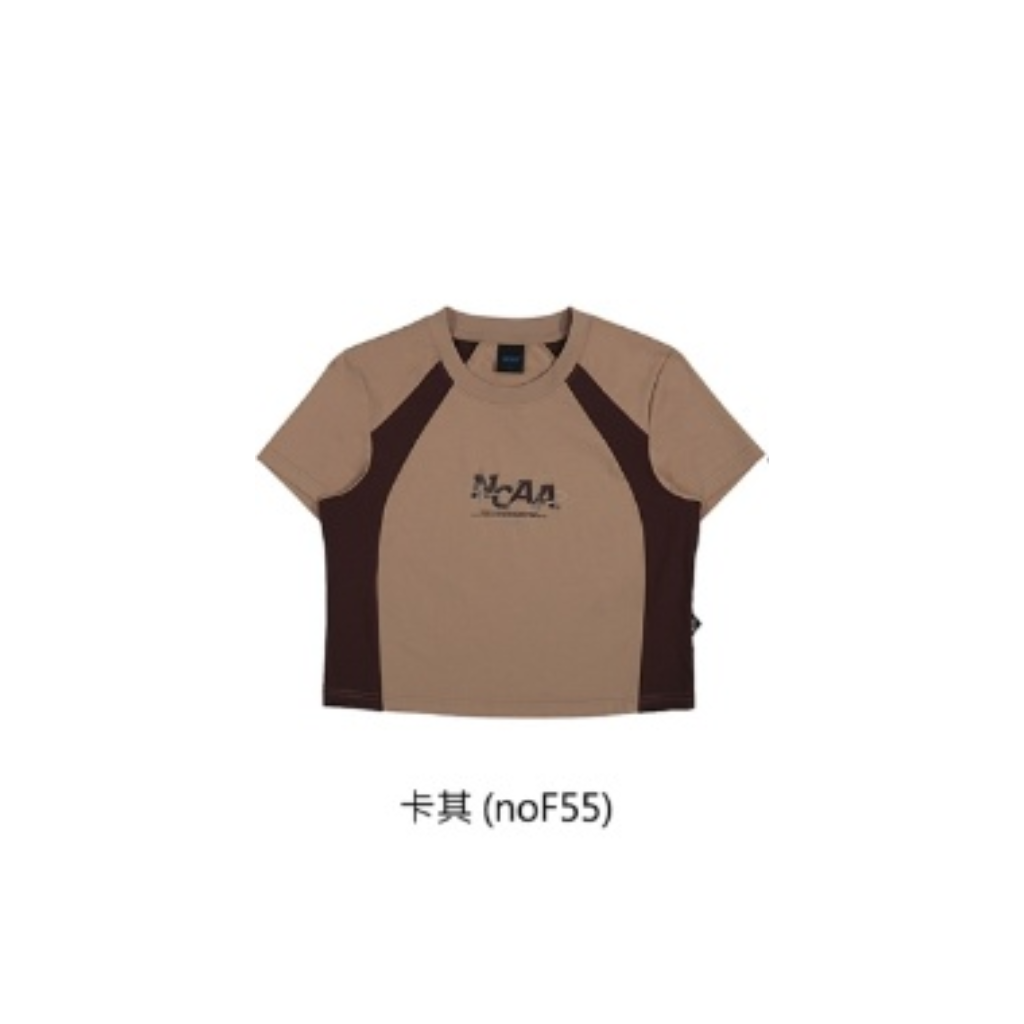 HKCG0511-030 NCAA Y2K style 拼色logo短袖TEE(75221006) KHAKI (A30S-L)