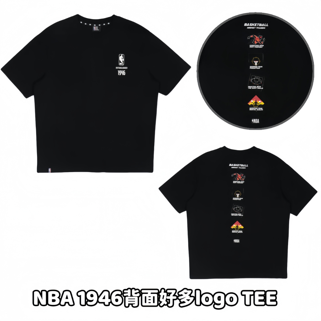 HKCG0511-037 NBA 1946背面好多logo TEE(35251022) 黑 (A37M-XL)