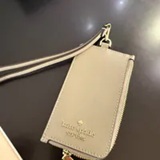 [S] KATE SPADE OYSTER SHELL KN779 WALLETS SAFFIANO LEATHER CARD CASE LANYARD, 196021712944 (SKS1743)