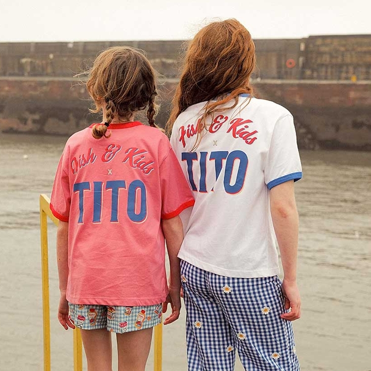 FISH&KIDS 西班牙聯名臉紅男孩滾邊寬鬆T恤 CONTRAST COLOR T-SHIRT - WHITE