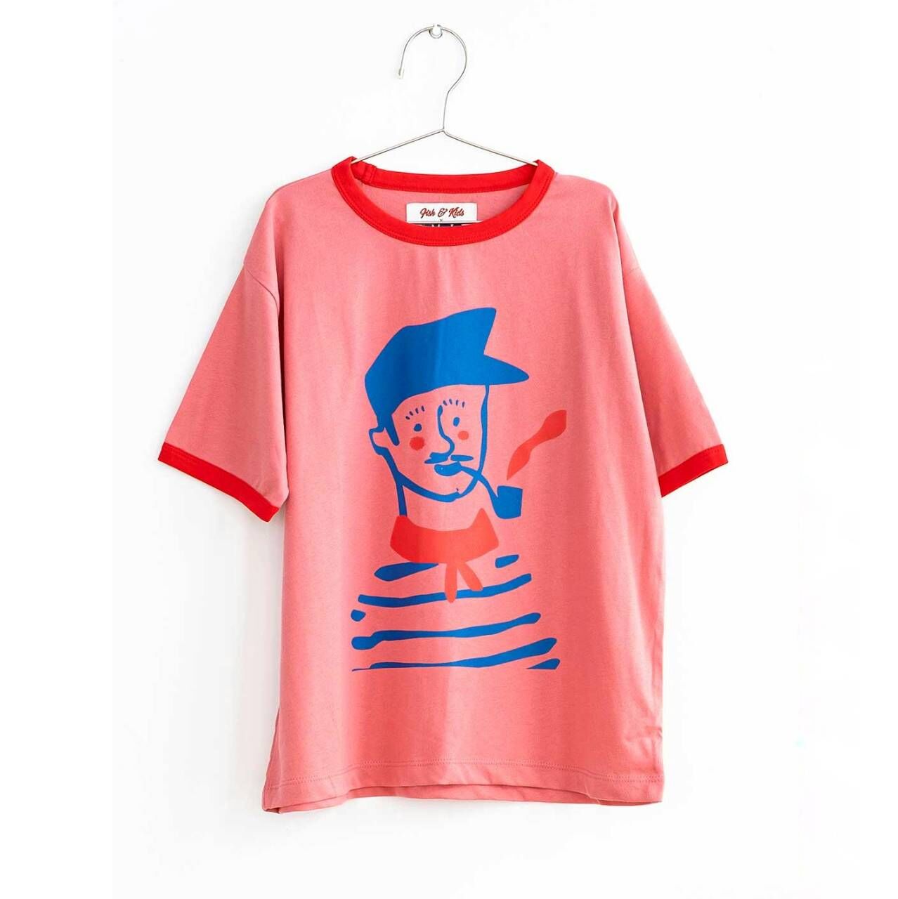 FISH&KIDS 西班牙聯名臉紅男孩滾邊寬鬆T恤 CONTRAST COLOR T-SHIRT - PINK