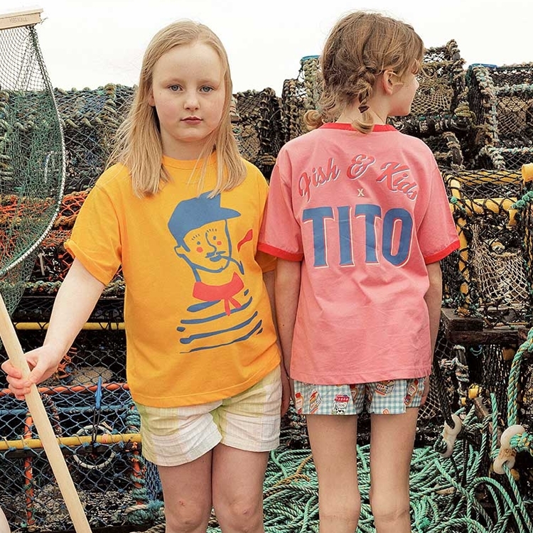 FISH&KIDS 西班牙聯名臉紅男孩滾邊寬鬆T恤 CONTRAST COLOR T-SHIRT - PINK
