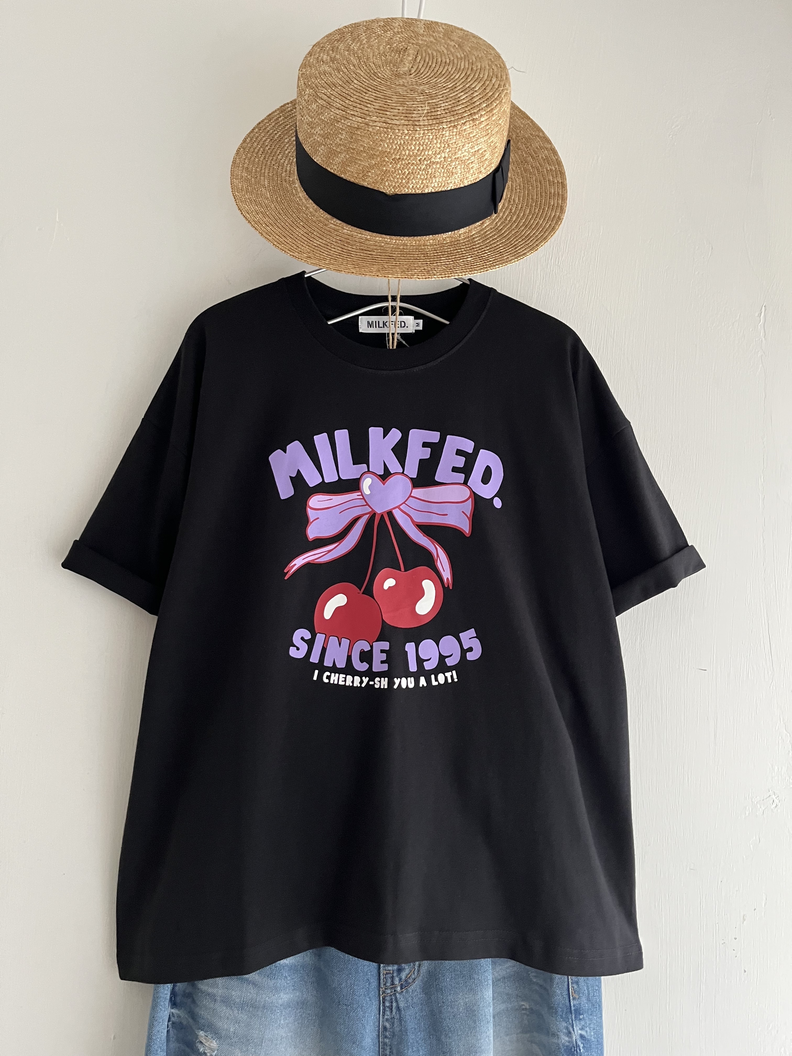 MILKFED黑色圓領車厘子🍒tee