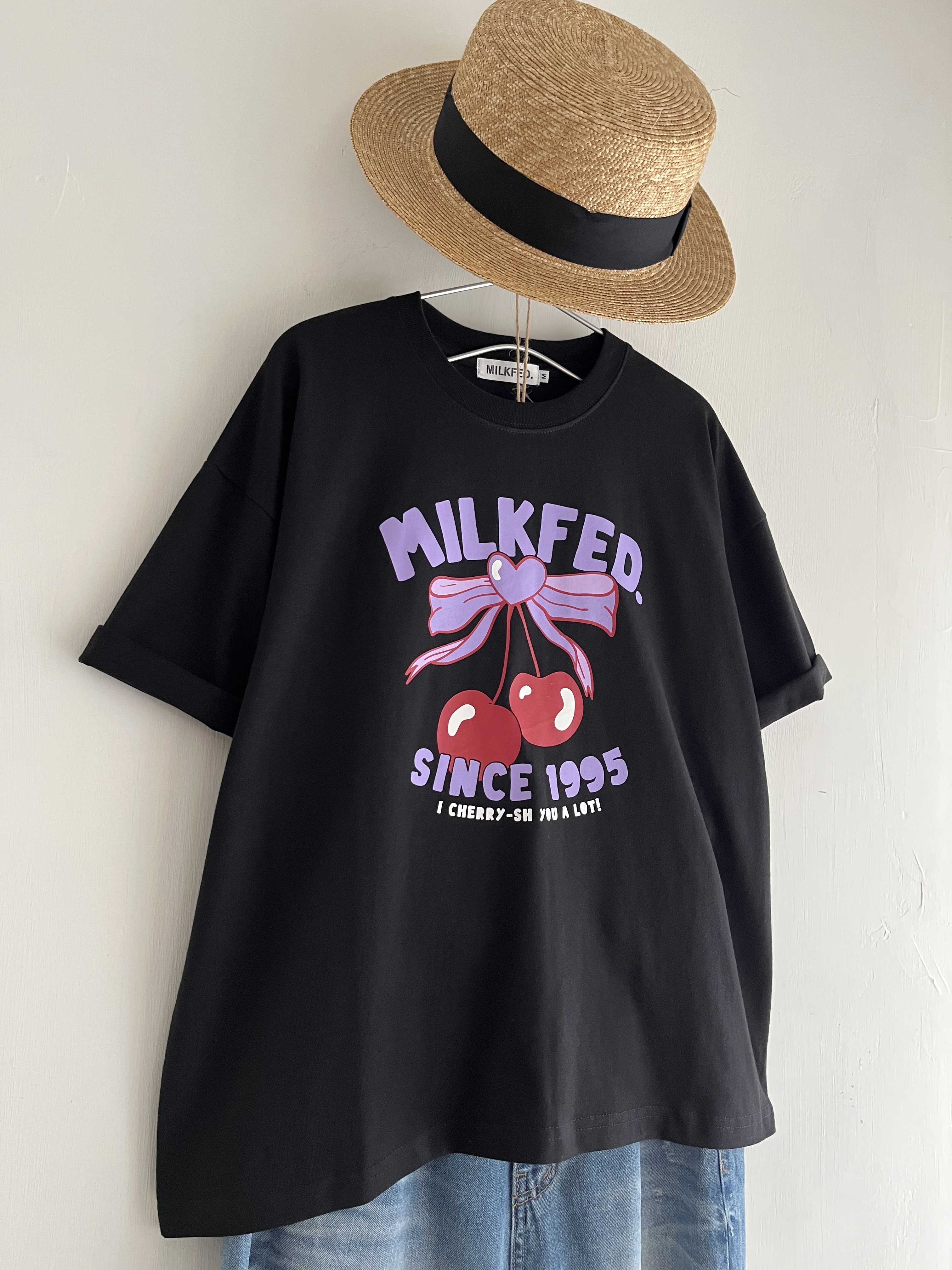 MILKFED黑色圓領車厘子🍒tee