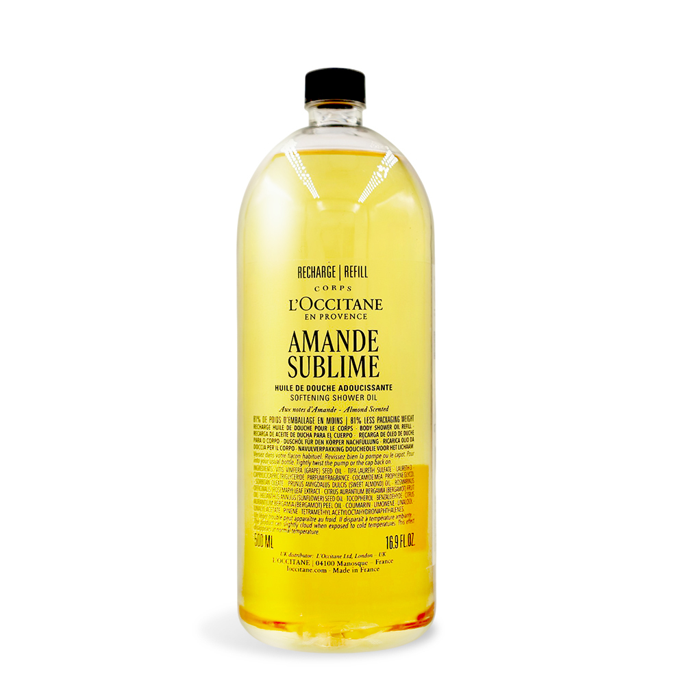 L'OCCITANE 歐舒丹 杏仁極緻柔膚沐浴油補充瓶(500ml)-百貨公司貨