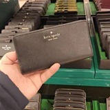 [S] KATE SPADE BLACK KN777 SAFFIANO LEATHER LARGE SLIM BIFOLD WALLET, 196021712494 (SKS1744)