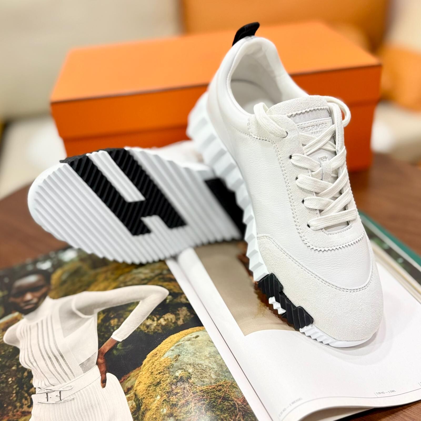 全新HERMES波鞋37.5碼, 經典Bouncing Sneaker, H221898ZH91410, #BRAND NEW #香榭站正品