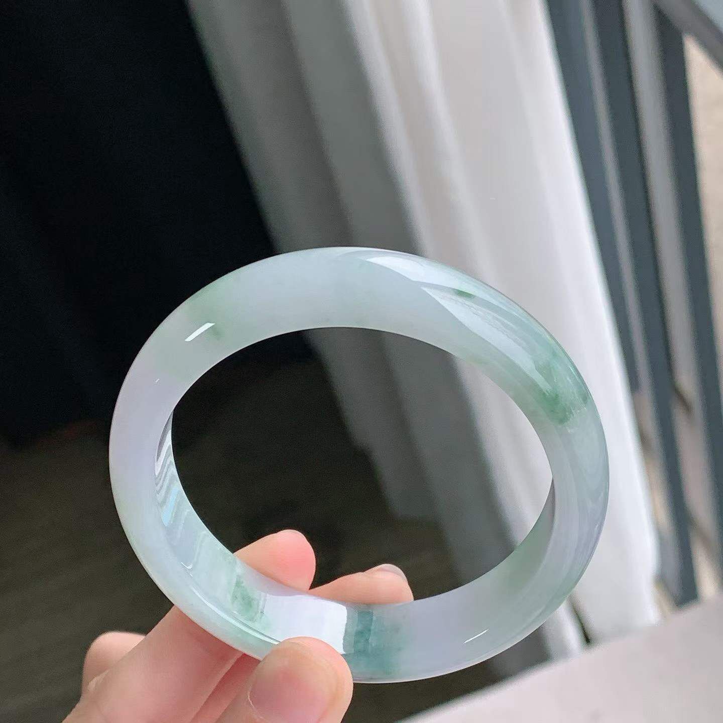 4295657 55.7mm冰飄花翡翠正圈手鐲 (54-56)