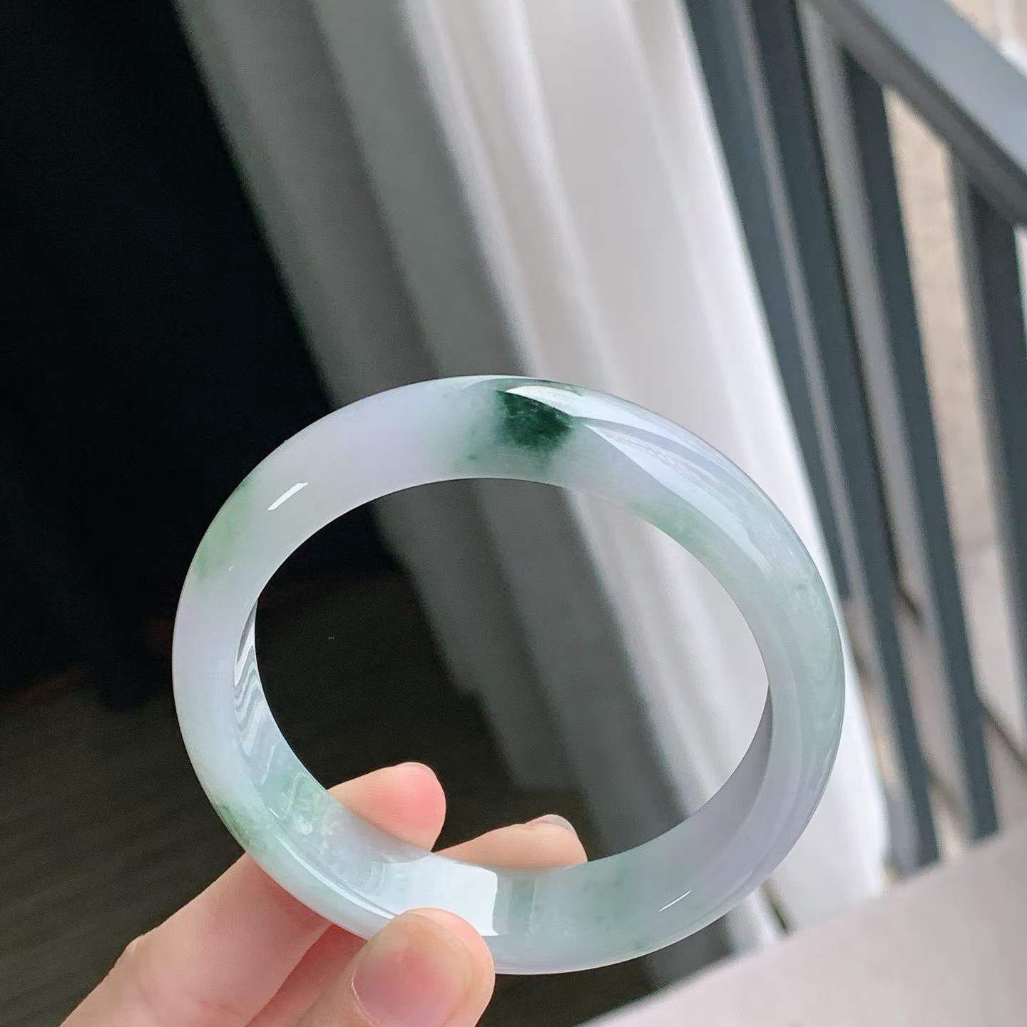 冰飄花翡翠正圈手鐲,天然翡翠A玉, 緬甸玉, Jade, Jadeite