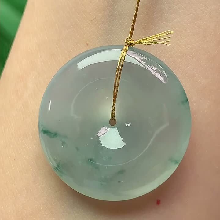 翡翠冰種飄花平安扣 (27.2mm直徑),天然翡翠A玉, 緬甸玉, Jade, Jadeite