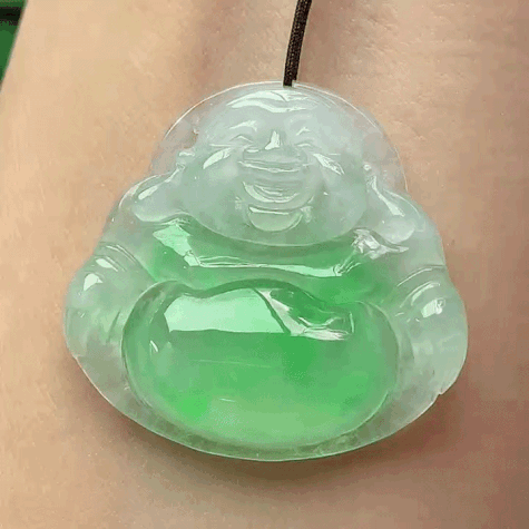 429332 翡翠冰種飄綠佛公