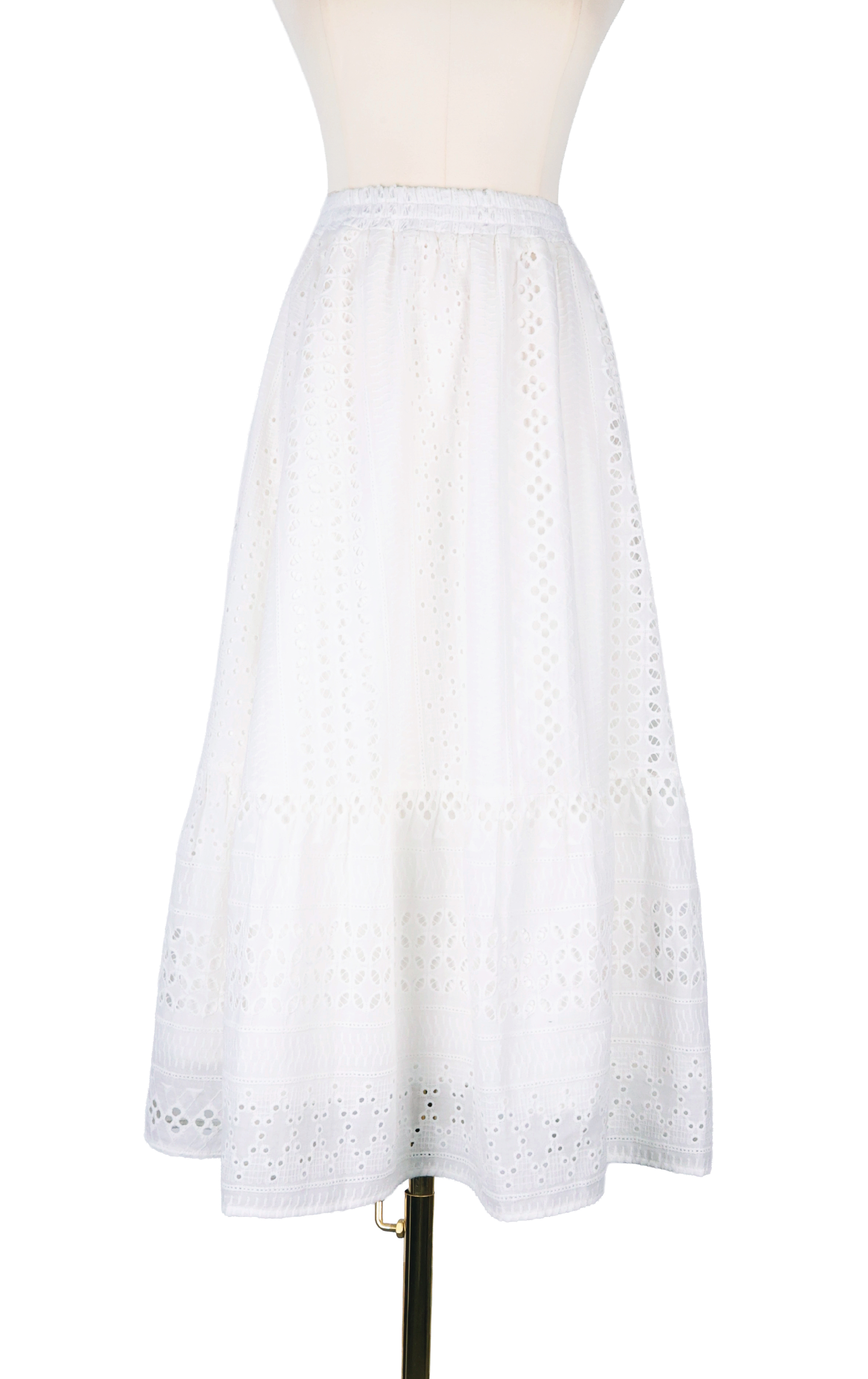 Exquisite Eyelet Embroidery Maxi Skirt SK0817