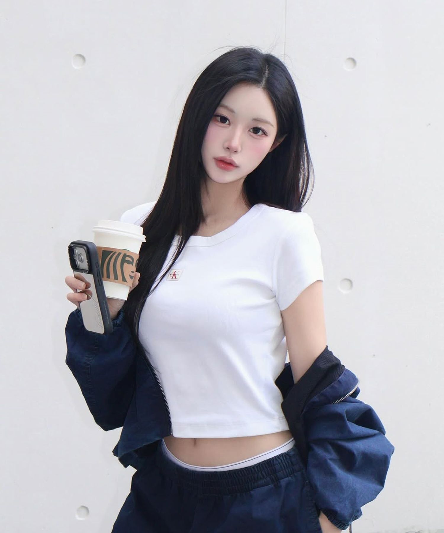 Calvin Klein Jeans 織標羅紋 Baby Tee 白色 47C200GYAA