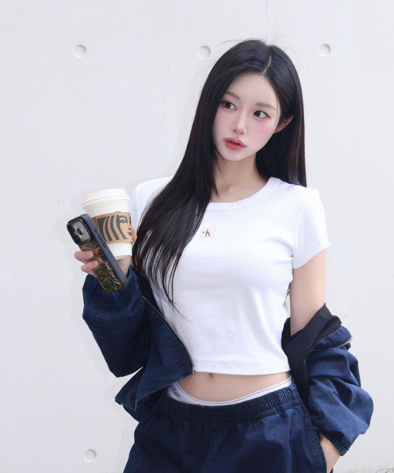 Calvin Klein Jeans 織標羅紋 Baby Tee 白色 47C200GYAA