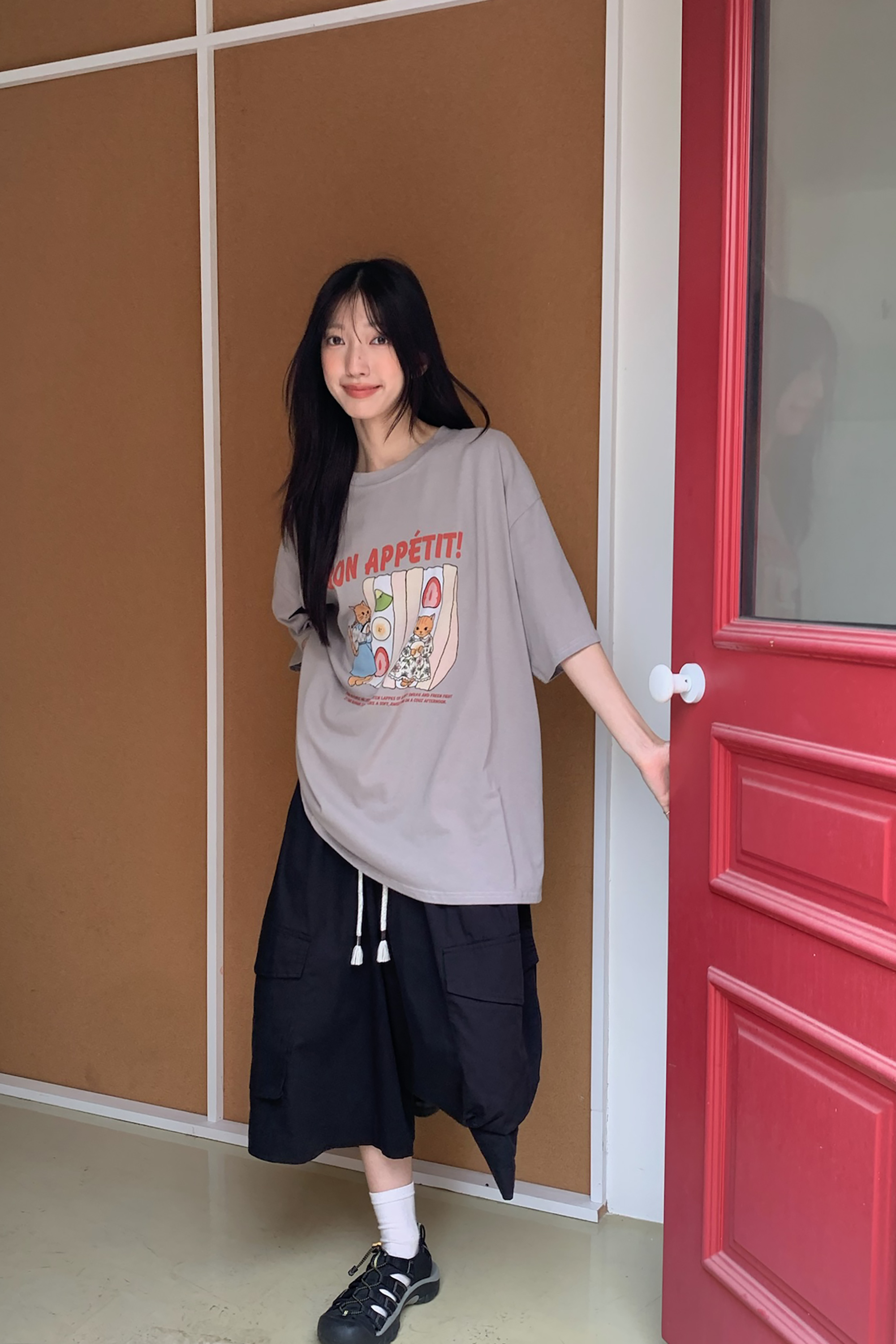 May｜日系三明治貓印花短t 3色