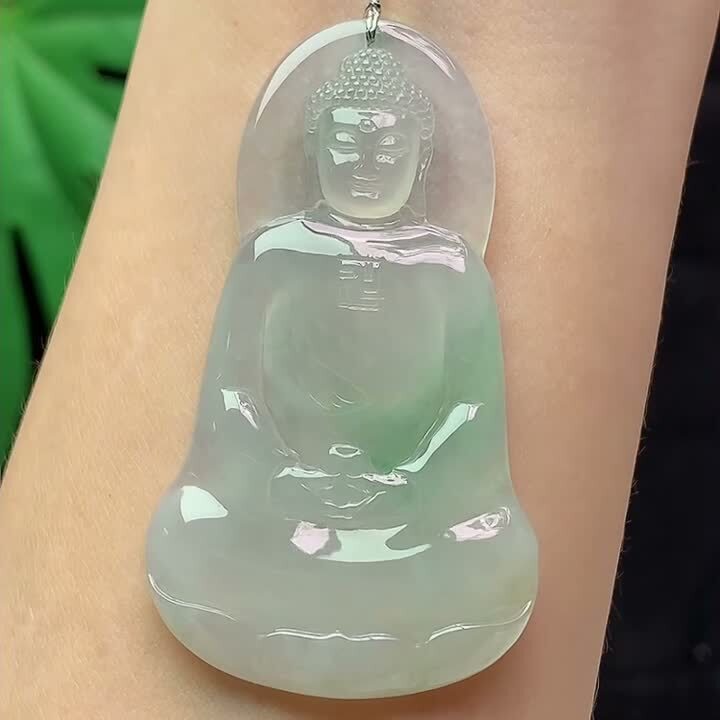 翡翠冰種飄綠大日如來,天然翡翠A玉, 緬甸玉, Jade, Jadeite
