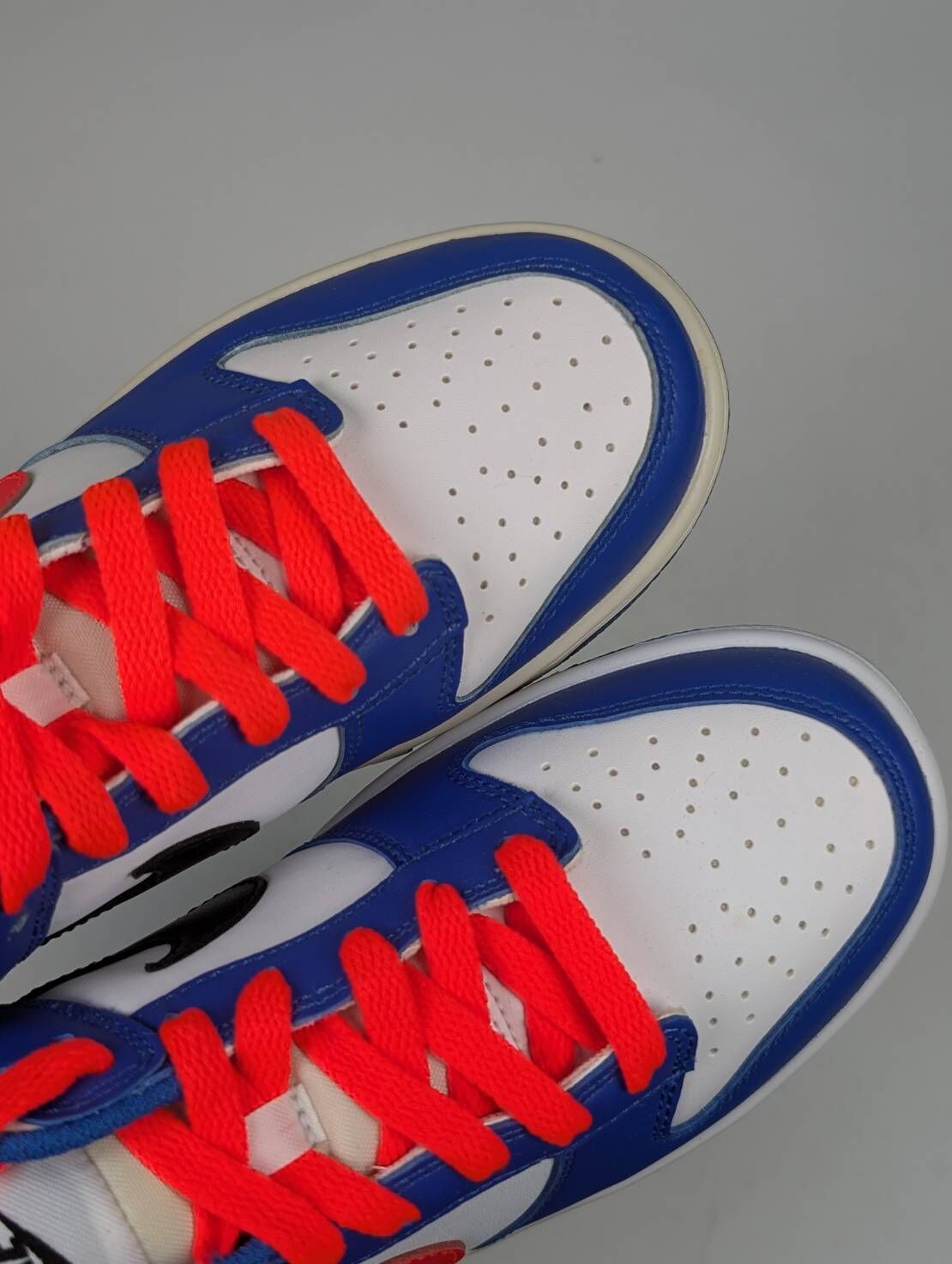 微瑕疵-左右腳中底鞋底鞋舌鞋面色差 CW1590-104 6Y Nike Dunk Low GS “Royal Red" 白藍紅 女鞋