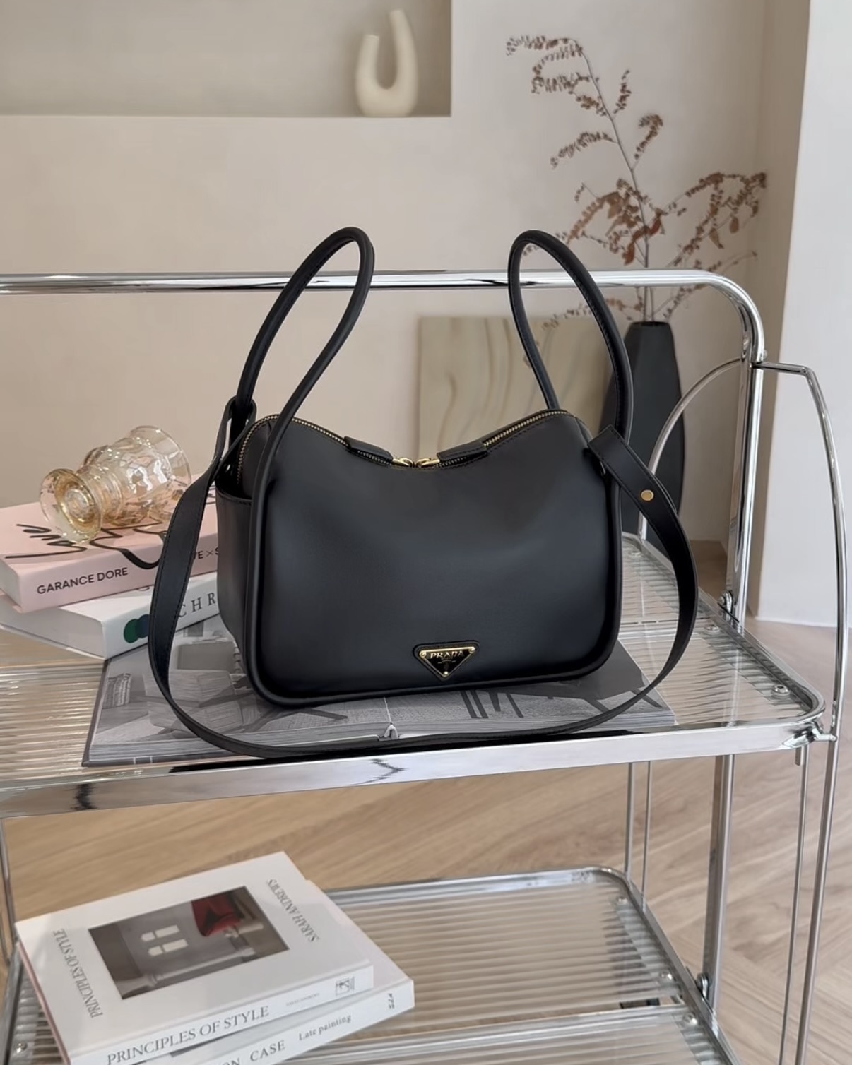 PRADA｜DARLING 皮革單肩包 黑色