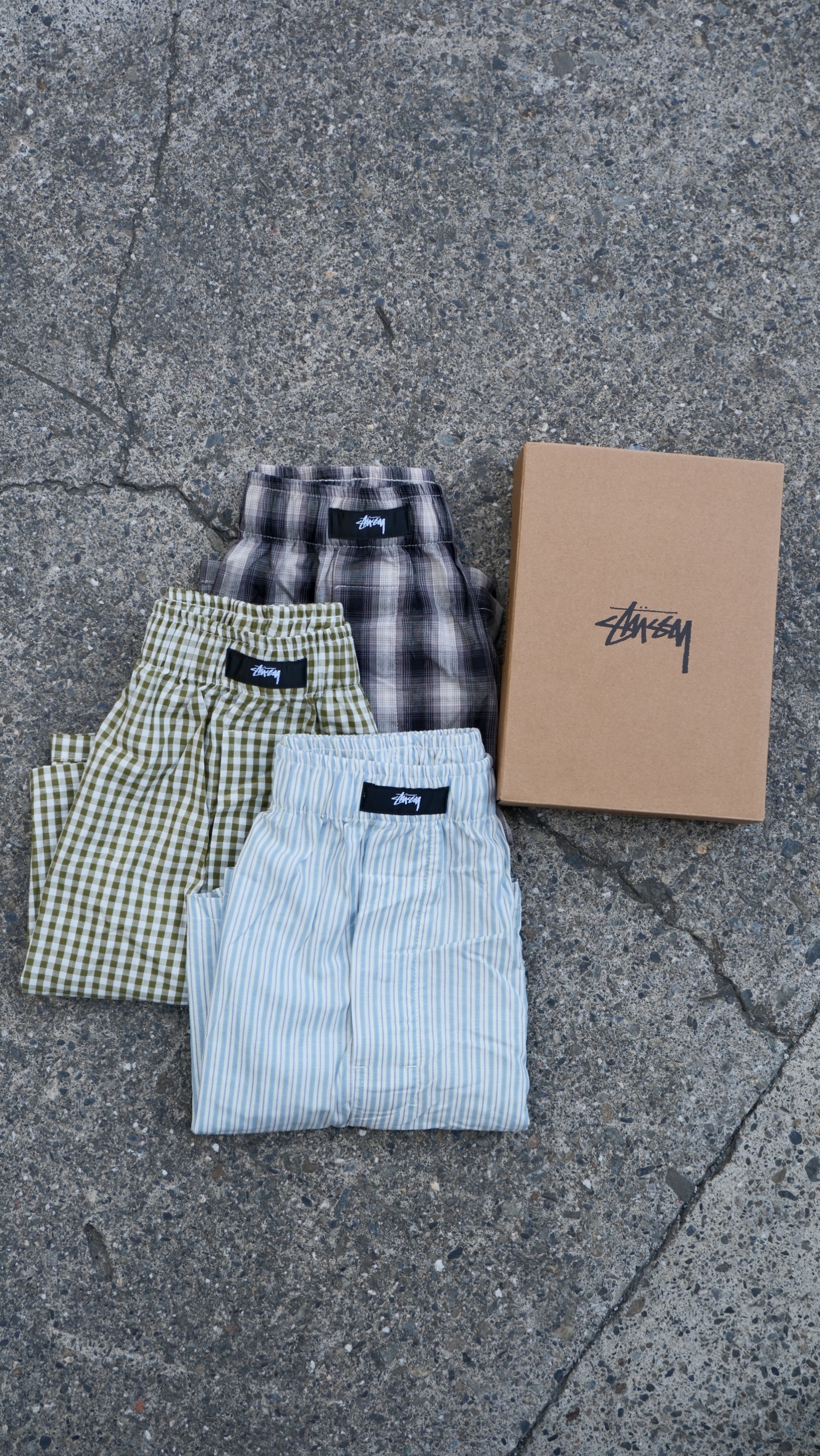 Stussy 25SS BOXER SHORTS 3 PACK 條紋格子 鬆緊腰 四角內褲 3件入 112333