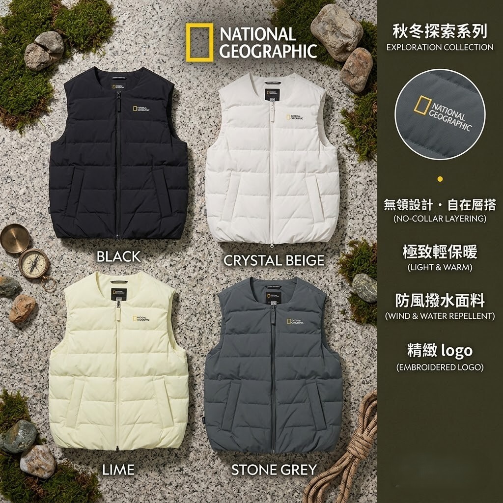 【預購】National Geographic KK051102 男女同款 HERON 輕量背心