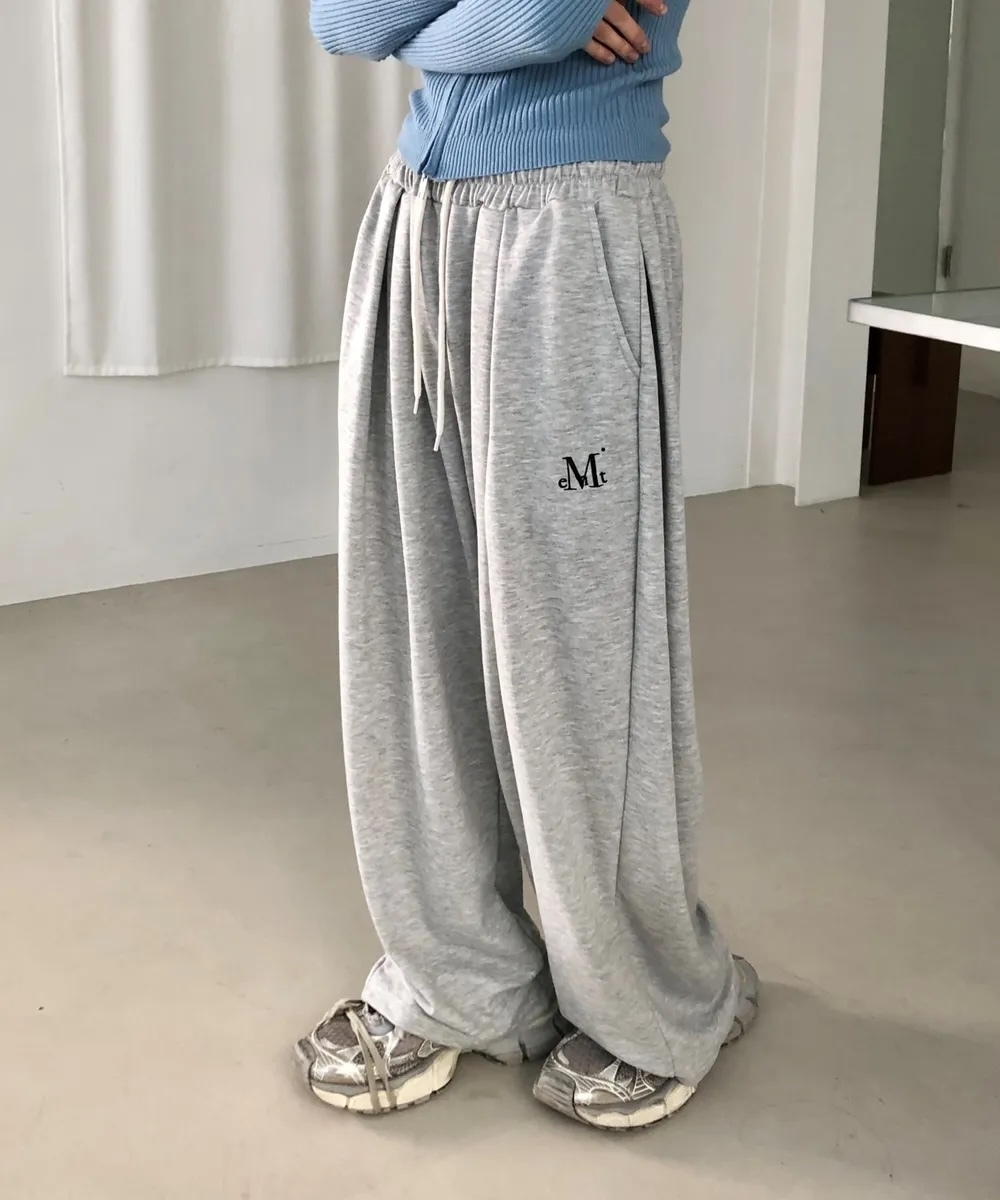 Mucent Signature Four Pintuck 打褶 小標 寬鬆 長褲 棉褲 兩色