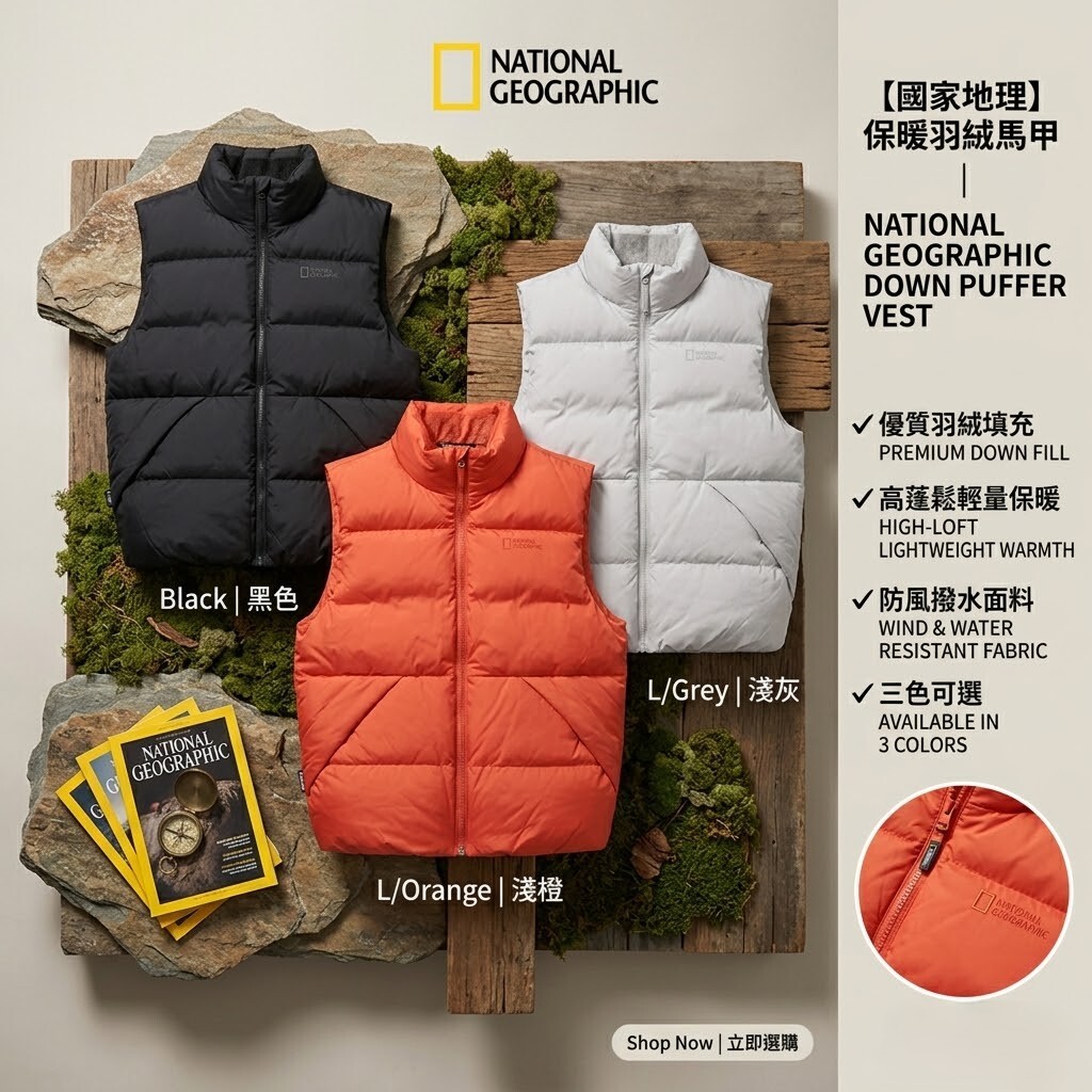 【預購】National Geographic  KK051103 男女同款 EIRA 高領背心