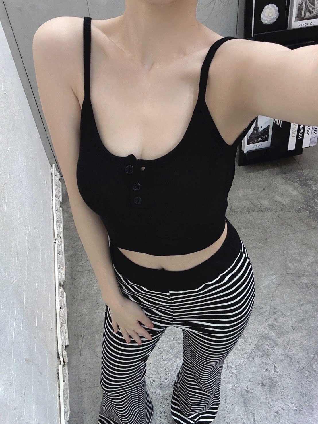 辣妹美背綁帶條紋喇叭褲套裝🎀