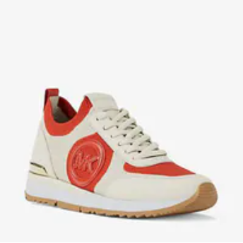 [S] MICHAEL KORS ORANGE JENKINS TWO-TONE STRETCH KNIT TRAINER, SMK1443 (SMK1443)