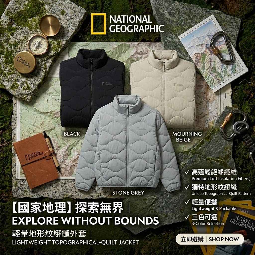 【預購】National Geographic KK051104  男女同款 POOULI 立領羽絨外套