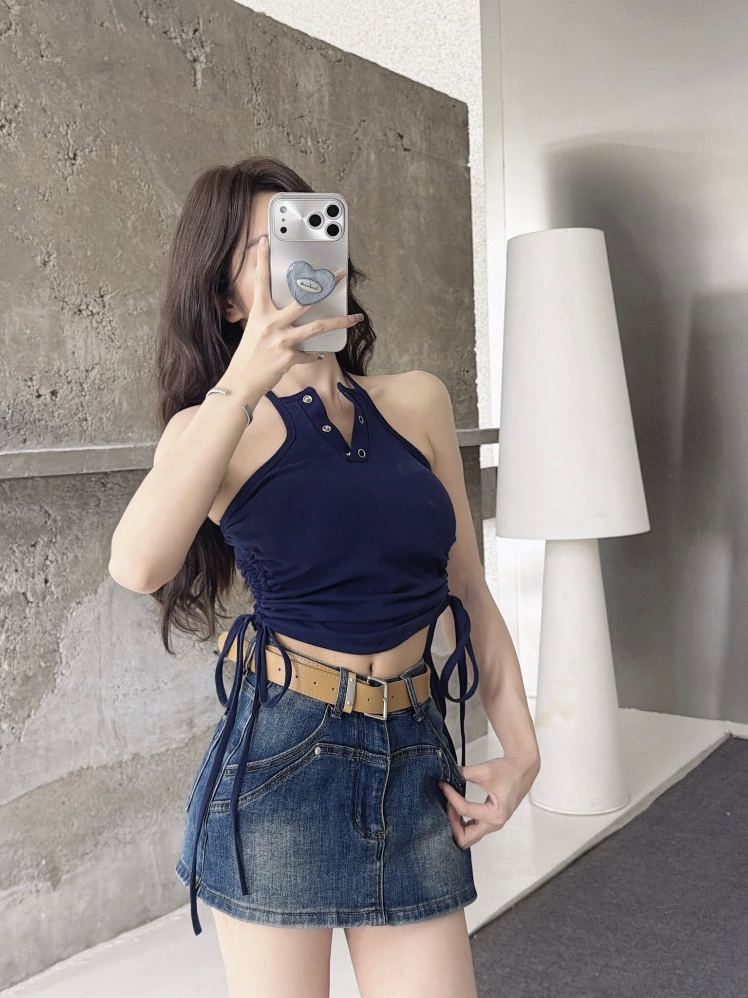 小姐姐削肩側抽繩帶胸墊背心🎀