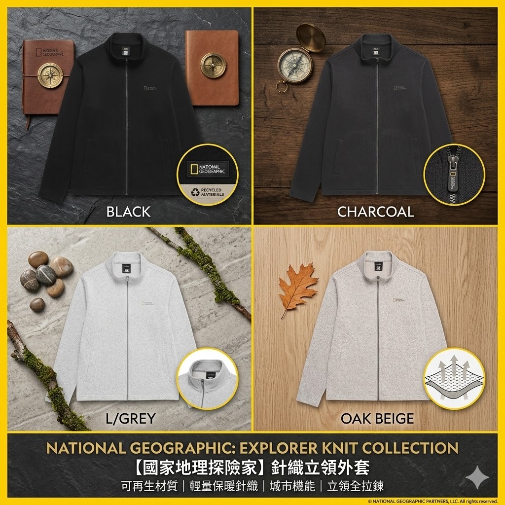 【預購】National Geographic KK051114 男女同款 GLIESE 拉鍊外套