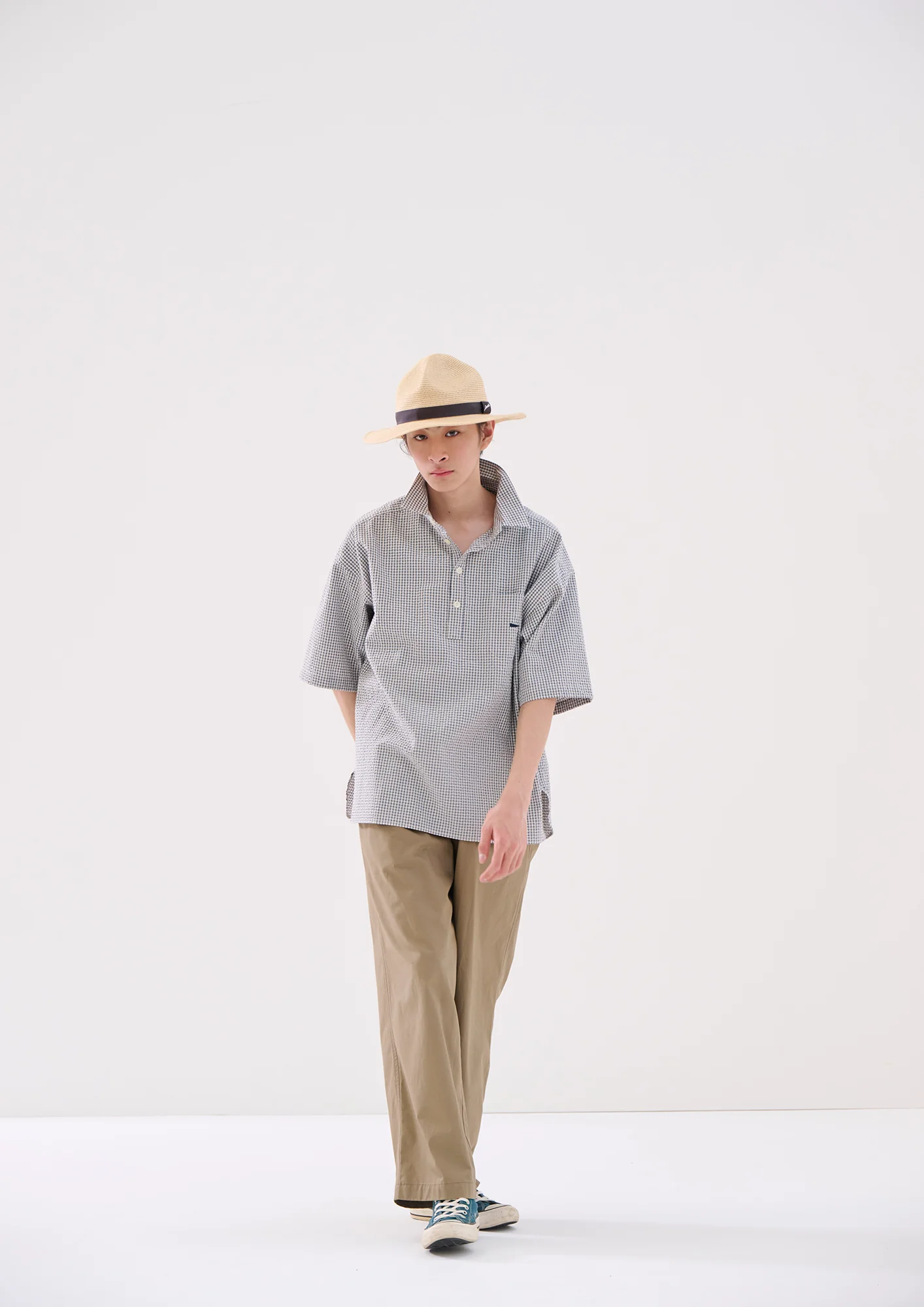 DESCENDANT SS26 VOIL PULLOVER PLAID SS SHIRT