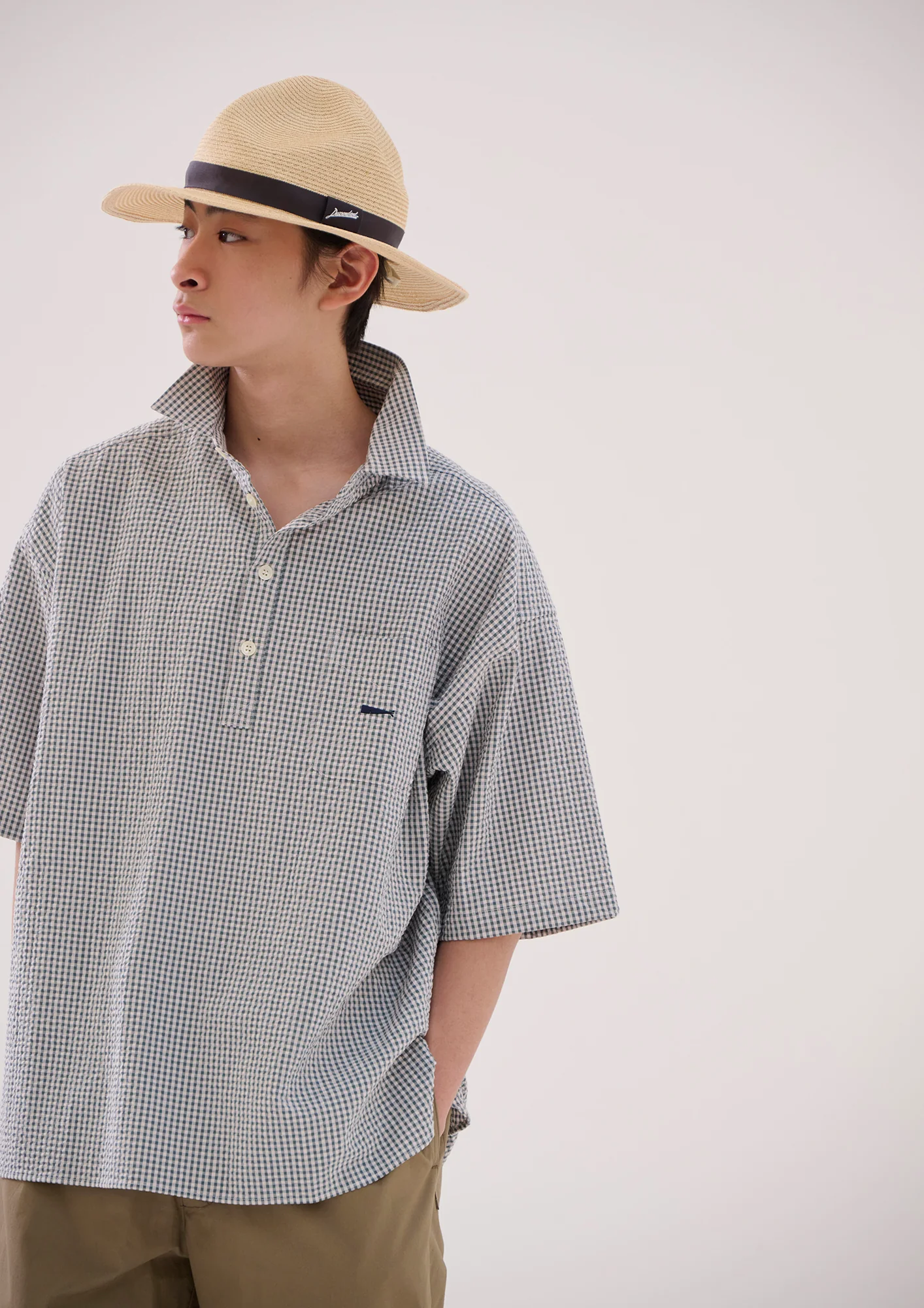 DESCENDANT SS26 VOIL PULLOVER PLAID SS SHIRT