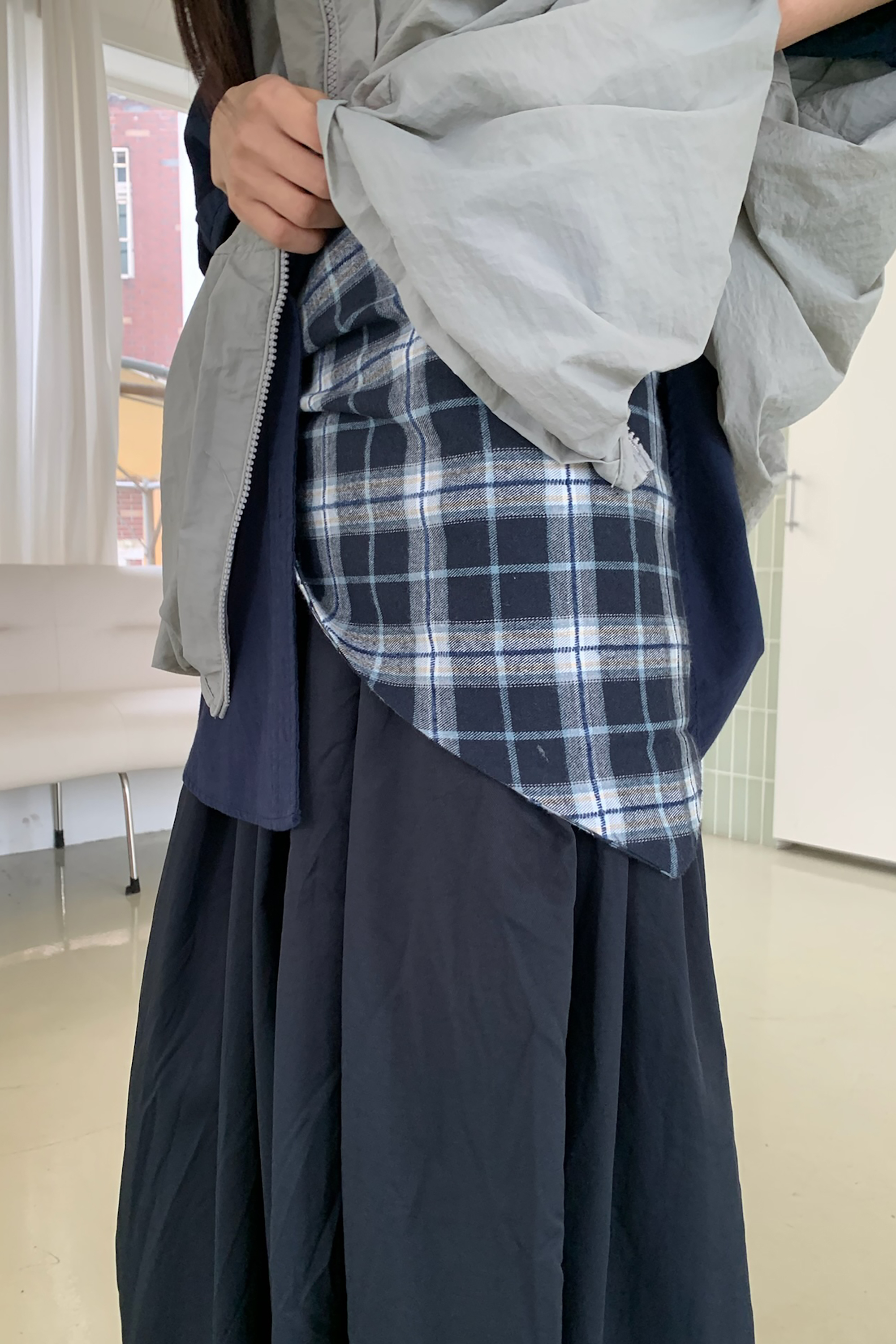 May｜日系藍調格紋三角巾 2色