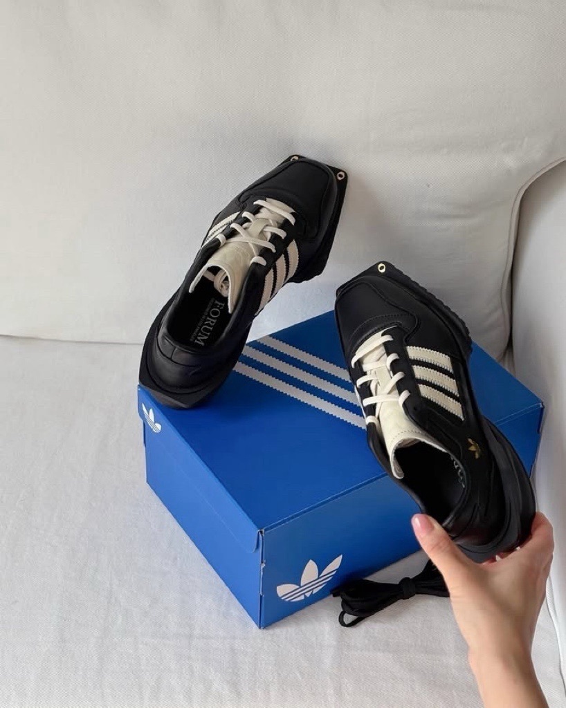 Adidas Originals Forum SQ 日本新款 黑奶油 方頭 高鞋根 增高 厚底 復古鞋 JP9073
