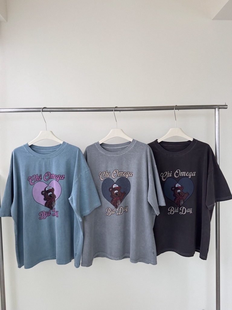 熊熊圖案水洗寬鬆短袖大Tee