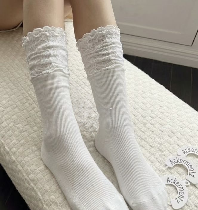 韓國LE02#LACE堆堆襪 2色 $48/1對，2對起$45