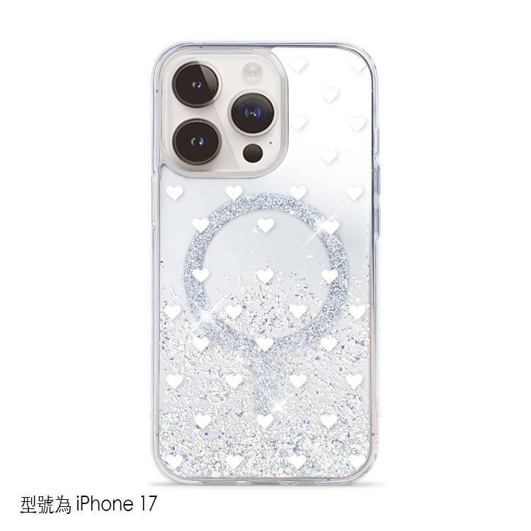 【特惠款】iPhone 17 白色愛心 閃耀鏡面殼 (MagSafe)